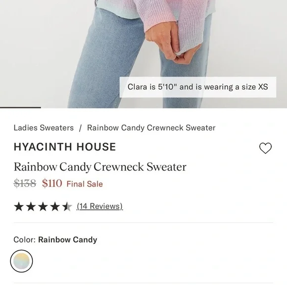 Hyacinth house candy crew neck sweater, pink/blue/orange, Size S E25 - Picture 2 of 10
